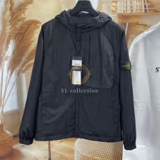 스톤 아일랜드 4100096 오가닉 룩 나일론 파나마 후드 자켓