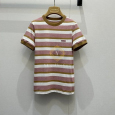 프라다 스트라이프 코튼 저지 티셔츠