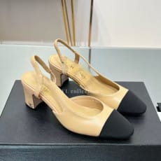 샤넬 클래식 투톤 슬링백 미들힐
