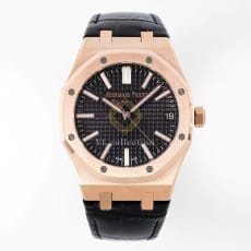 오데마피게 로얄오크 41mm 15510 블랙 & 로즈골드 가죽스트랩