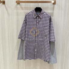 발렌시아가 체크 레이어드 셔츠