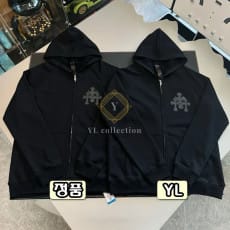 크롬하츠 블랙 트리플 크로스 로고 집업 후디