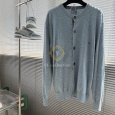 디올 피티드 블루 코튼 니트 가디건