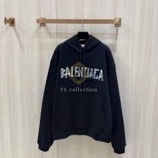 발렌시아가 실버 테이프 후디